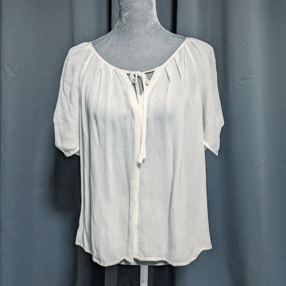 JOIE peasant flowy boho silk top off white - Picture 2 of 3